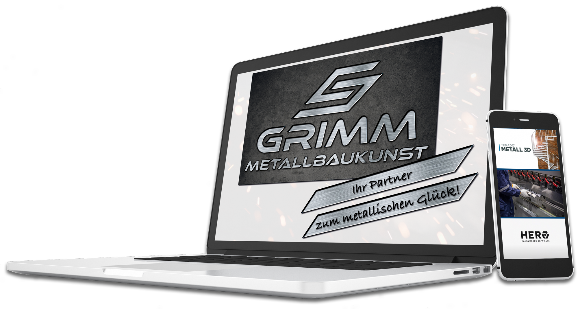Grimm Metallbaukunst Logo auf MacBook